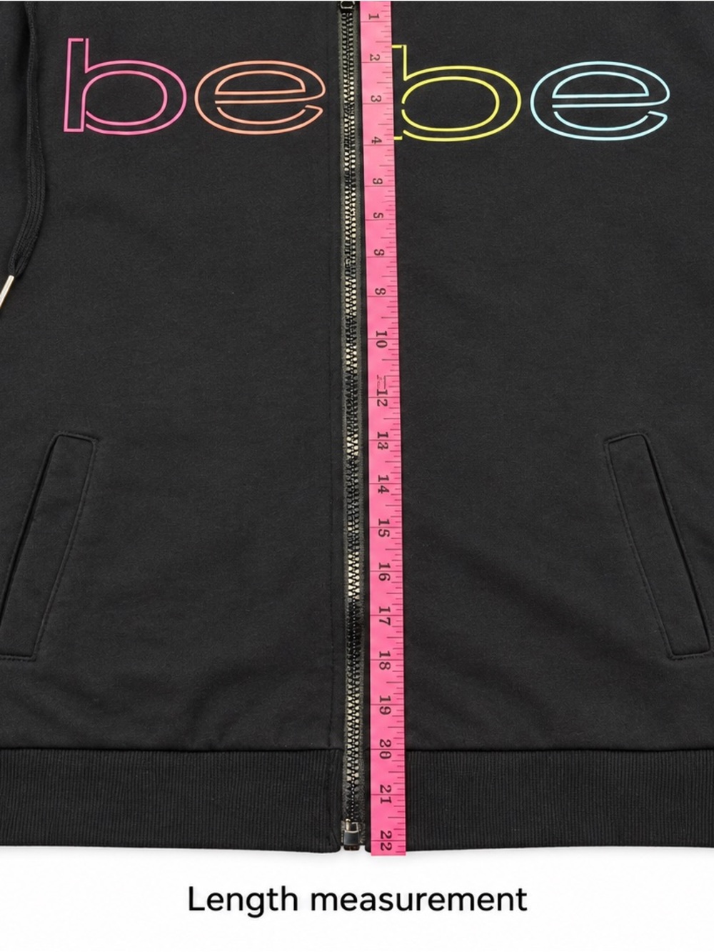 Bebe Sport Black Multicolor Logo Full Zip Hoodie Women’s Large Y2K - Picture 7 of 8